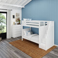 WOPPER XL WP : Classic Bunk Beds Twin XL High Bunk Bed with Stairs, Panel, White
