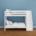 WOPPER XL WP : Classic Bunk Beds Twin XL High Bunk Bed with Stairs, Panel, White