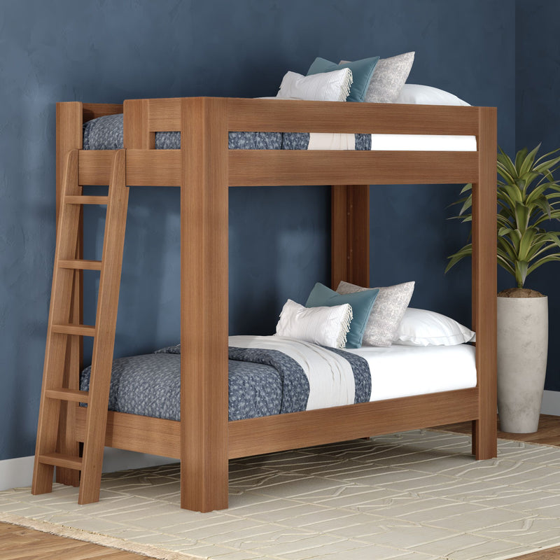 WS38501372-307 : Bunk Bed Pacific Twin XL/Twin XL Bunk w/ Ladder on End, Embossed Pecan