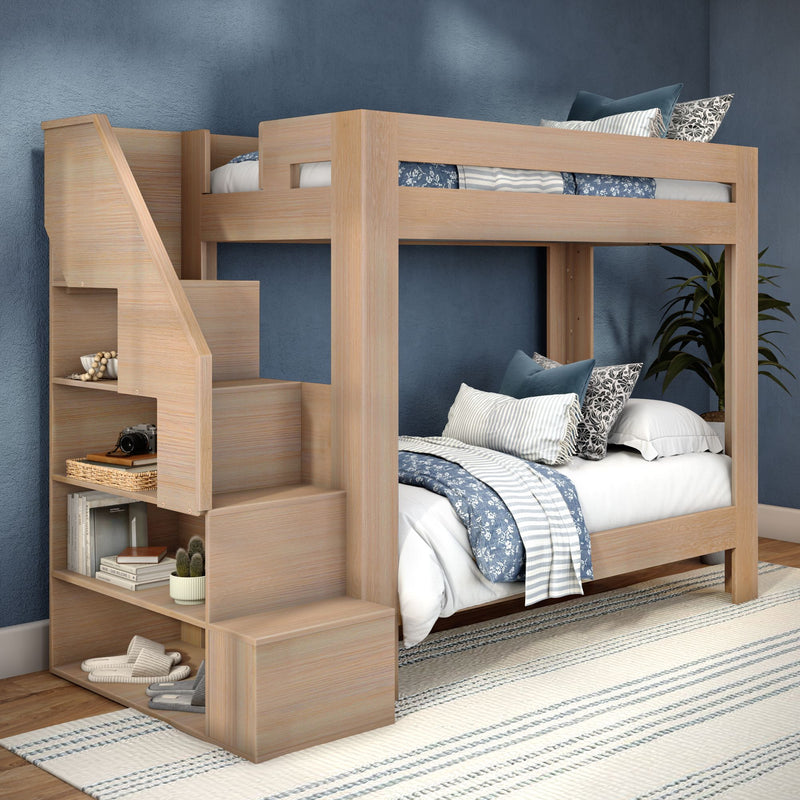 WS38501373-301 : Bunk Bed Pacific Twin XL/Twin XL Bunk w/ Staircase, Embossed Natural