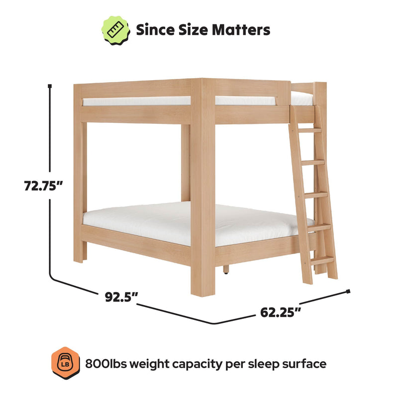 WS38501572-301 : Bunk Bed Pacific Queen/Queen Bunk w/ Ladder on End, Embossed Natural