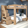 WS38501573-301 : Bunk Bed Pacific Queen/Queen Bunk w/ Staircase, Embossed Natural