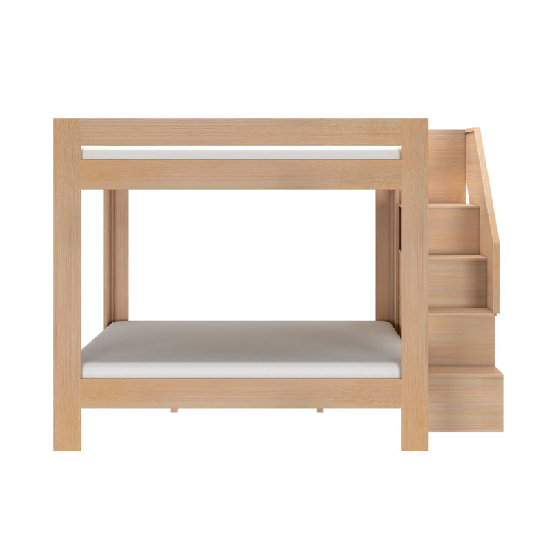 WS38501573-301 : Bunk Bed Pacific Queen/Queen Bunk w/ Staircase, Embossed Natural