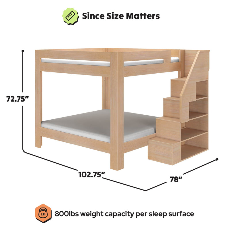 WS38501673-301 : Bunk Bed Pacific King/King Bunk w/ Staircase, Embossed Natural