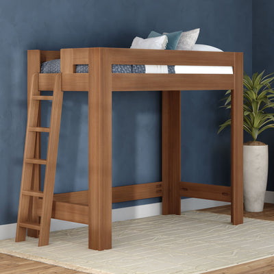 WS38502643-307 : Loft Bed Pacific Twin XL Loft Bed, Ladder on End, Embossed Pecan