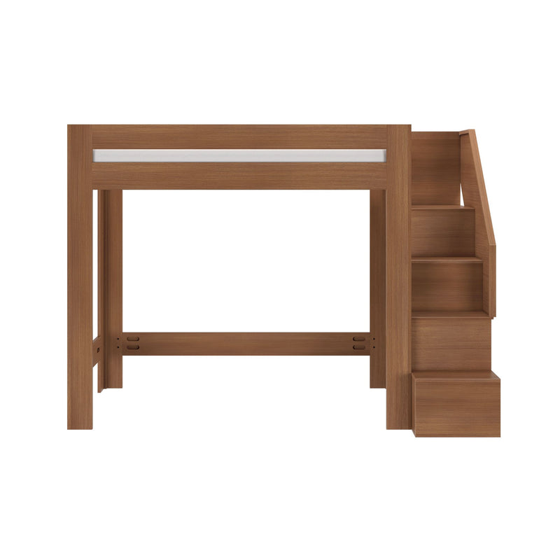 WS38502644-307 : Loft Bed Pacific Twin XL Loft Bed with Staircase, Embossed Pecan