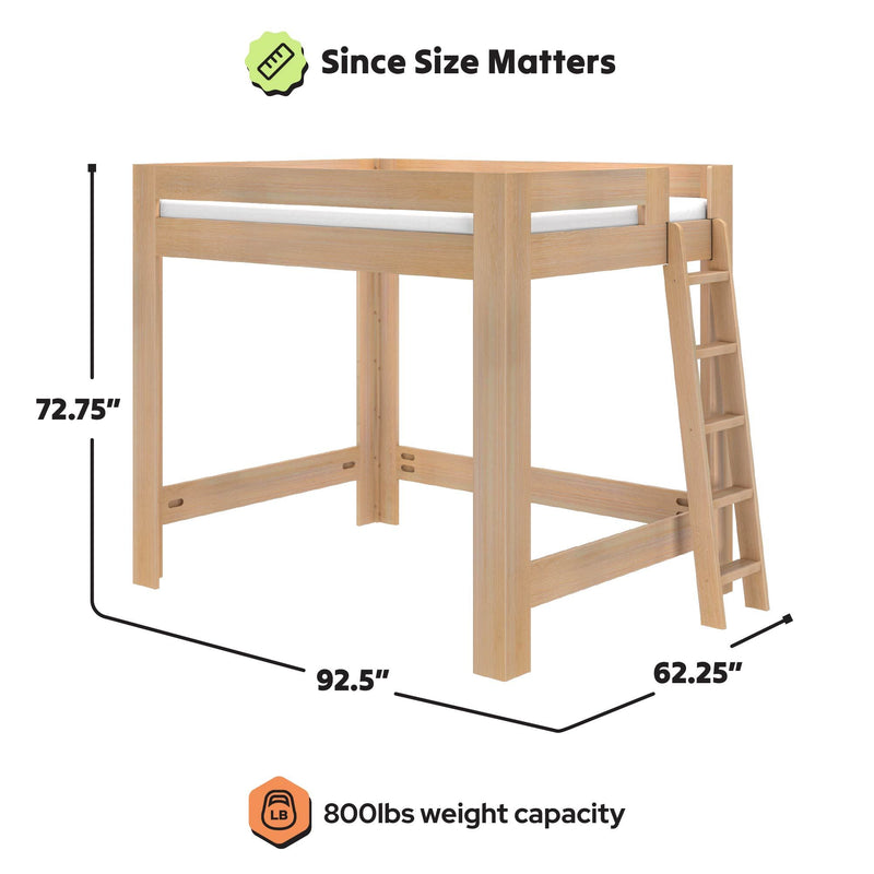 WS38502645-301 : Loft Bed Pacific Queen Loft Bed, Ladder on End, Embossed Natural