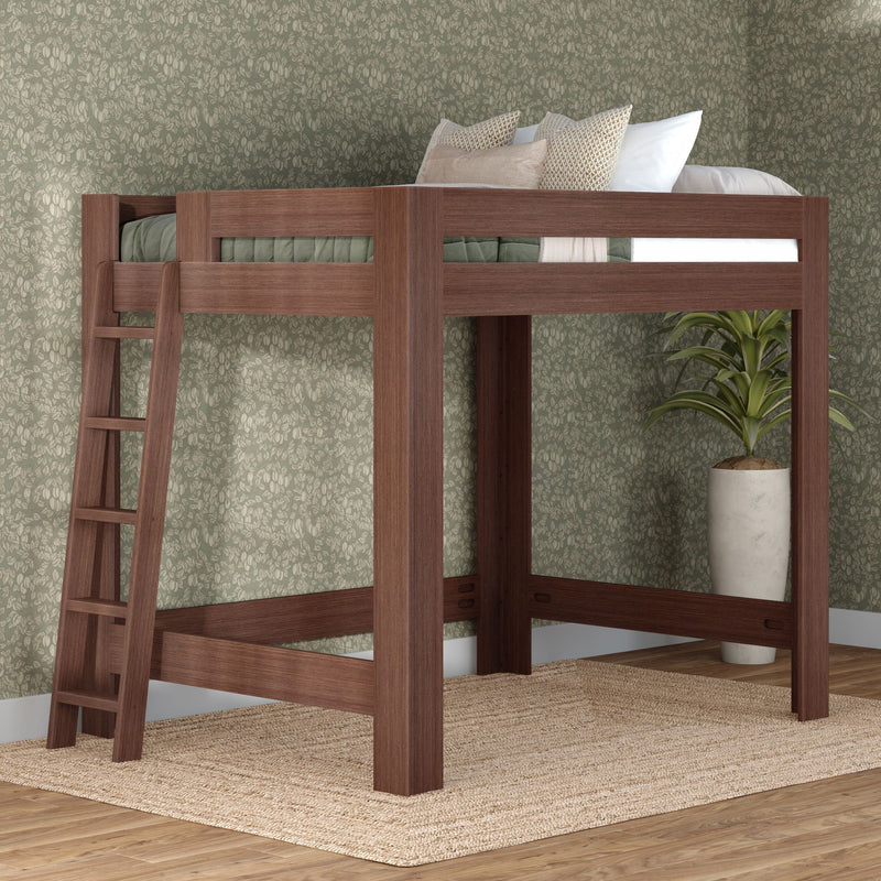 WS38502645-303 : Loft Bed Pacific Queen Loft Bed, Ladder on End, Embossed Brown
