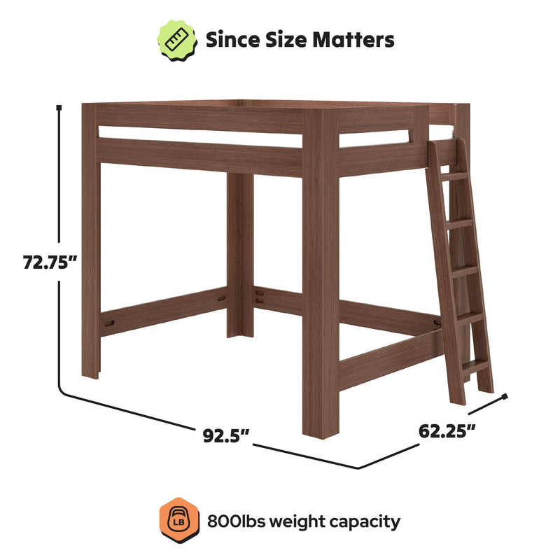 WS38502645-303 : Loft Bed Pacific Queen Loft Bed, Ladder on End, Embossed Brown