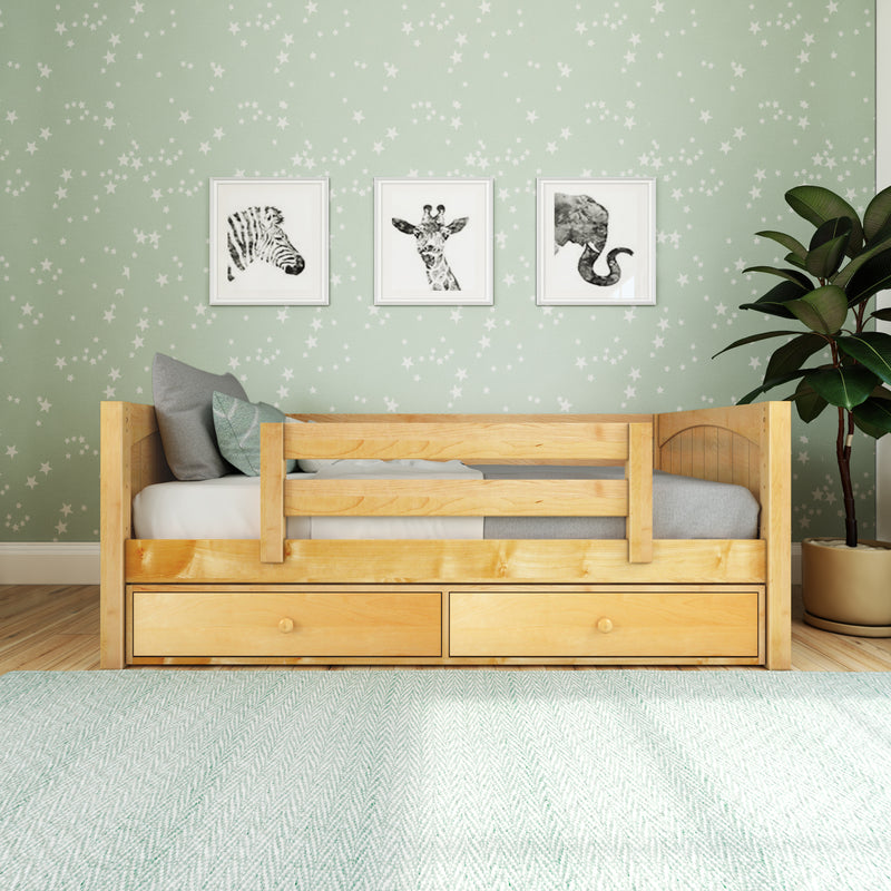 YEAH UU NP : Toddler Bed Twin Toddler Bed with Underbed Dresser, Panel, Natural