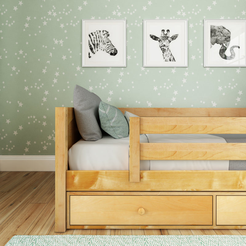 YEAH UU NP : Toddler Bed Twin Toddler Bed with Underbed Dresser, Panel, Natural