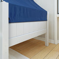 YO22 WP : Toddler Bed Classic White Twin Toddler Bed, Panel with Blue/White Top Tent