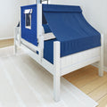 YO22 WP : Toddler Bed Classic White Twin Toddler Bed, Panel with Blue/White Top Tent