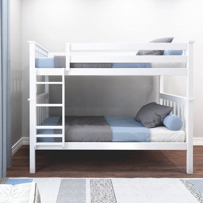 177201-002 : Bunk Beds Twin over Twin Slat Bunk w/ Straight Ladder incl. Slat Rolls, White