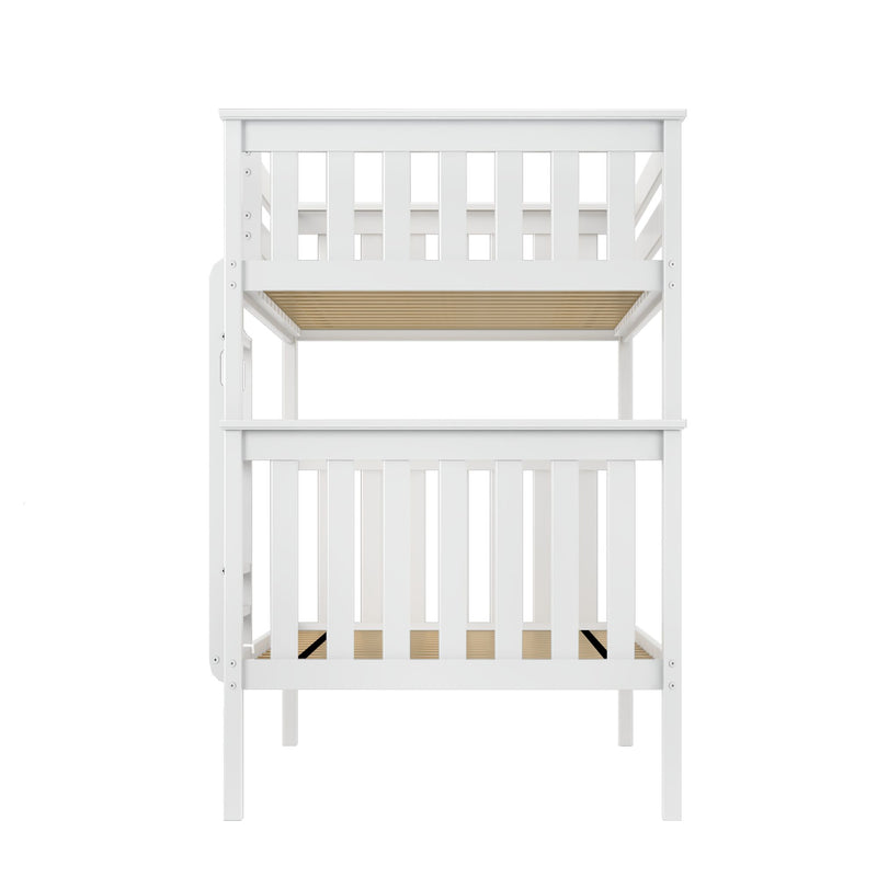 177201-002 : Bunk Beds Twin over Twin Slat Bunk w/ Straight Ladder incl. Slat Rolls, White
