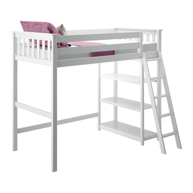 177218-002 : Loft Beds High Loft w/ Bookcase, White