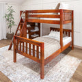 MASH CS : Staggered Bunk Beds L-shaped/Parallel Bunk w/Angle Ladder, Slat, Chestnut