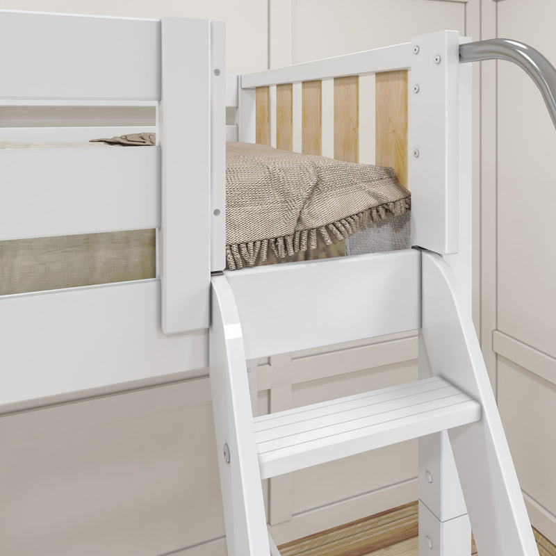 TRINITARIAN XL MWS : Multiple Bunk Beds Modern Twin XL over Queen + Twin XL High Corner Loft Bunk with Angled Ladders