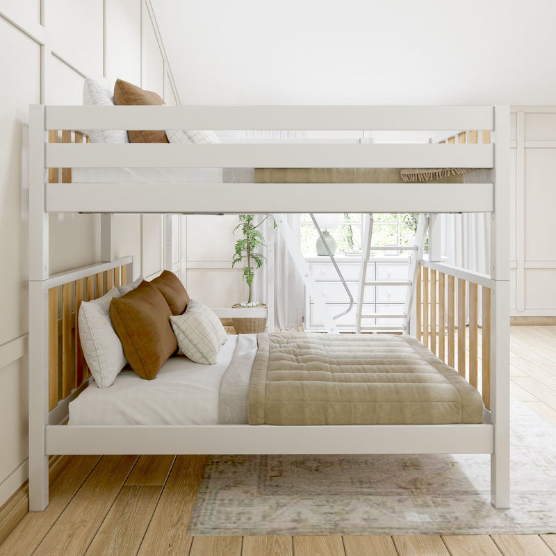 TRINITARIAN XL MWS : Multiple Bunk Beds Modern Twin XL over Queen + Twin XL High Corner Loft Bunk with Angled Ladders