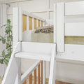 TRINITARIAN XL MWS : Multiple Bunk Beds Modern Twin XL over Queen + Twin XL High Corner Loft Bunk with Angled Ladders