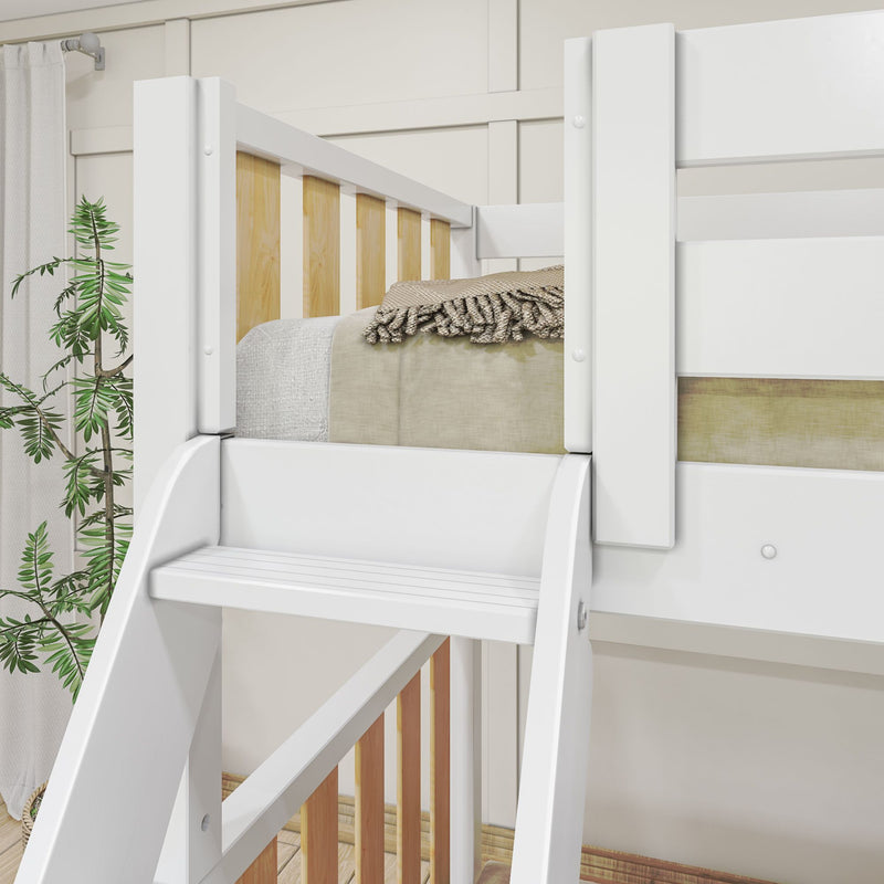 TRINITARIAN XL MWS : Multiple Bunk Beds Modern Twin XL over Queen + Twin XL High Corner Loft Bunk with Angled Ladders