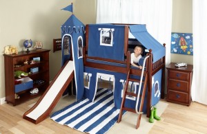low-loft-castle-bed-with-slide-blue 